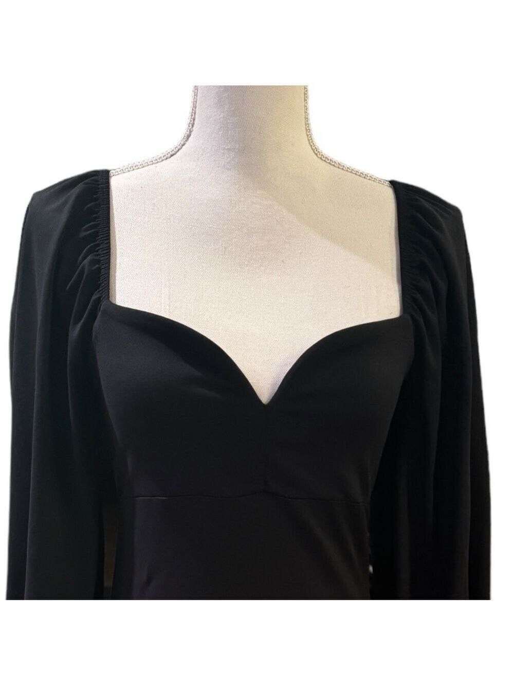 Susana Monaco Sweetheart Neck Puff Long Sleeve Dress Size M - Picture 8 of 11